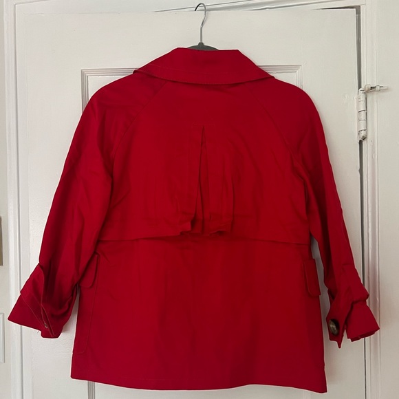 Red, double-breasted, mini-trench coat. ❤️ - Picture 2 of 6